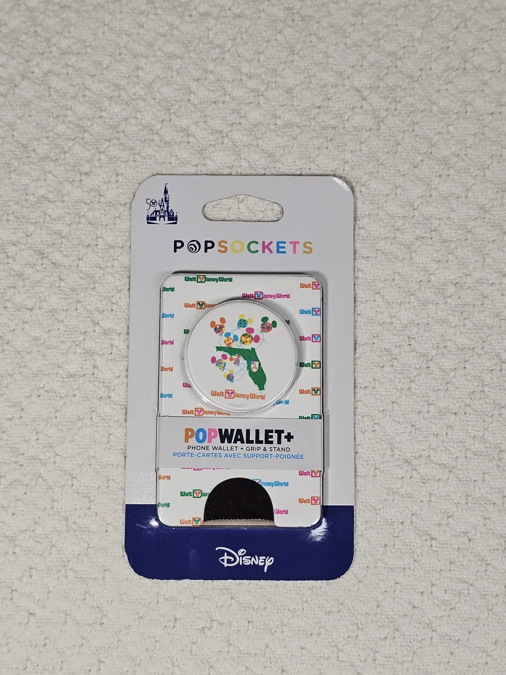 Disney PopWallet+ Phone Wallet & Grip - White with Multicolor Map Balloons